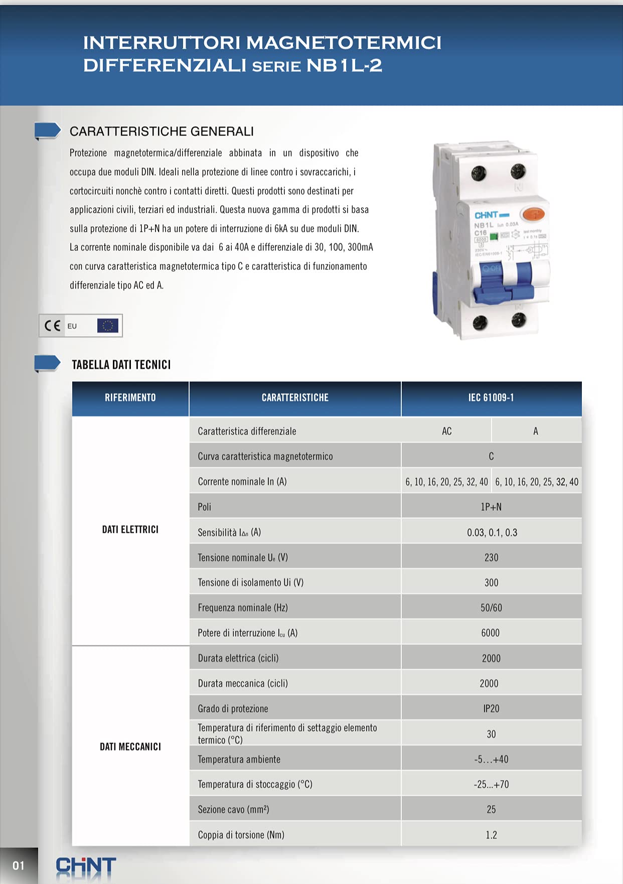Chint - Interruptores magnetotérmicos diferenciales Serie NB310L-2P, cód. 660000 (Compact 2, tipo A, 230 V CA, 16 A, 30 mA)