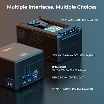 SMALLRIG V Mount Battery VB99, 99Wh / 6800mAh V Lock Battery with 100W Output, 2H Full Charge, with USB-C, D-TAP, USB-A, Dual DC Port, OLED Screen, for Camera, Camcorder, Monitor, Video Light