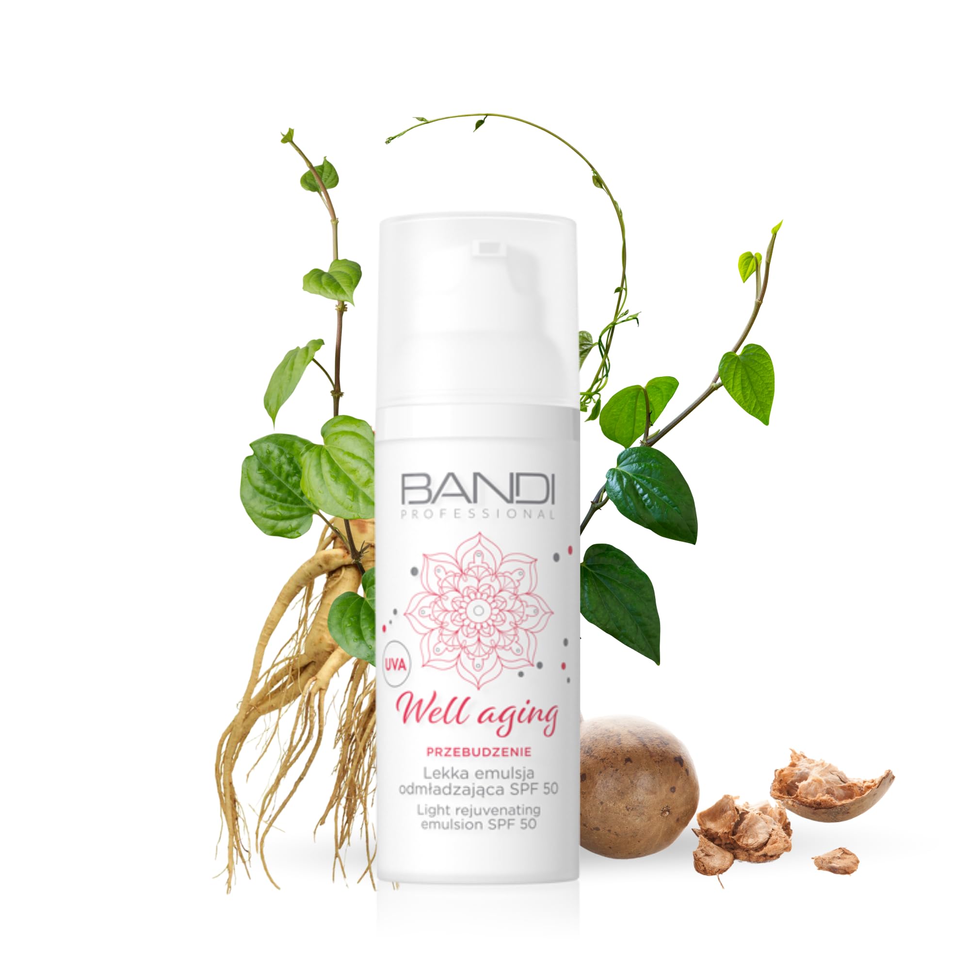 Bandi Revitalizing Spf 50 Face Cream Anti-Aging Moisturiser for Mature Skin Hydrating Day Cream with Ginseng and Plant Collagen for Youthful Radiance and Protection