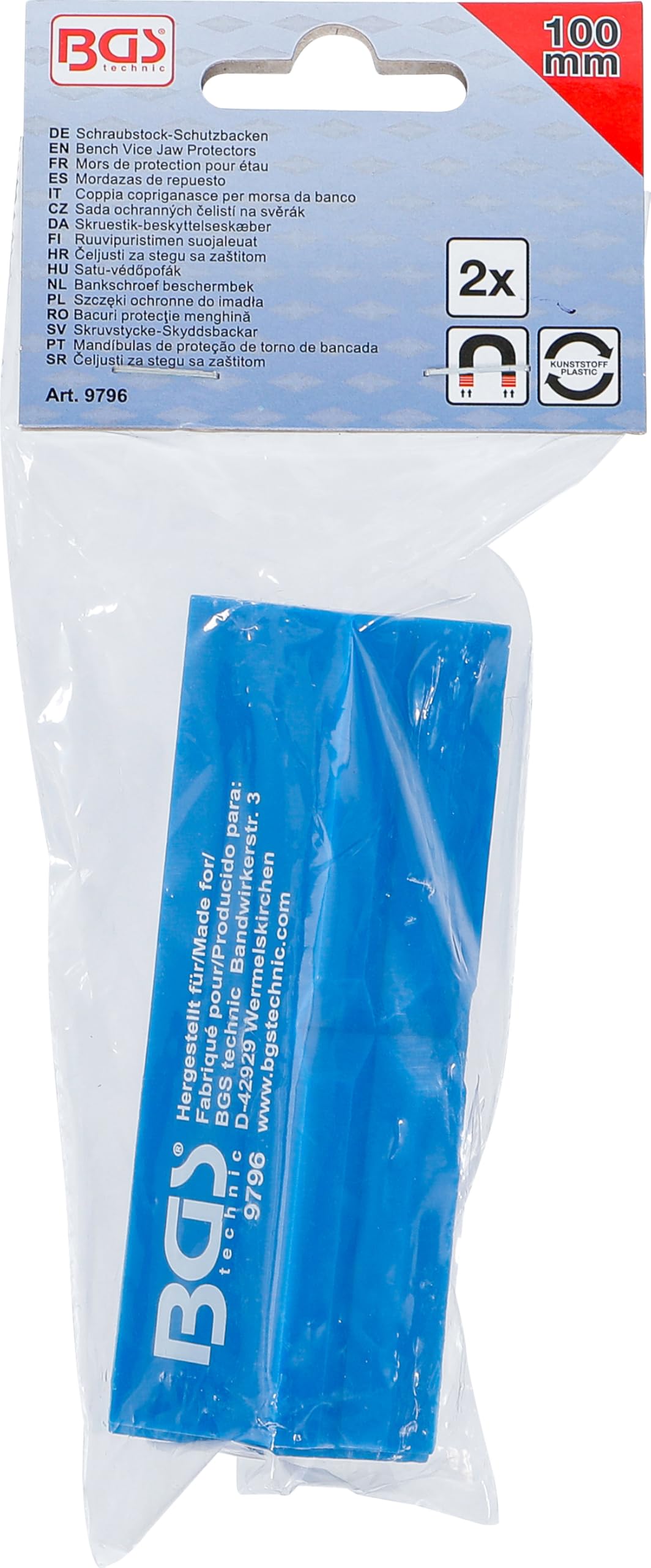 BGS 9796 Coppia copriganasce per morsa da banco plastica larghezza 100 mm 2 pz.
