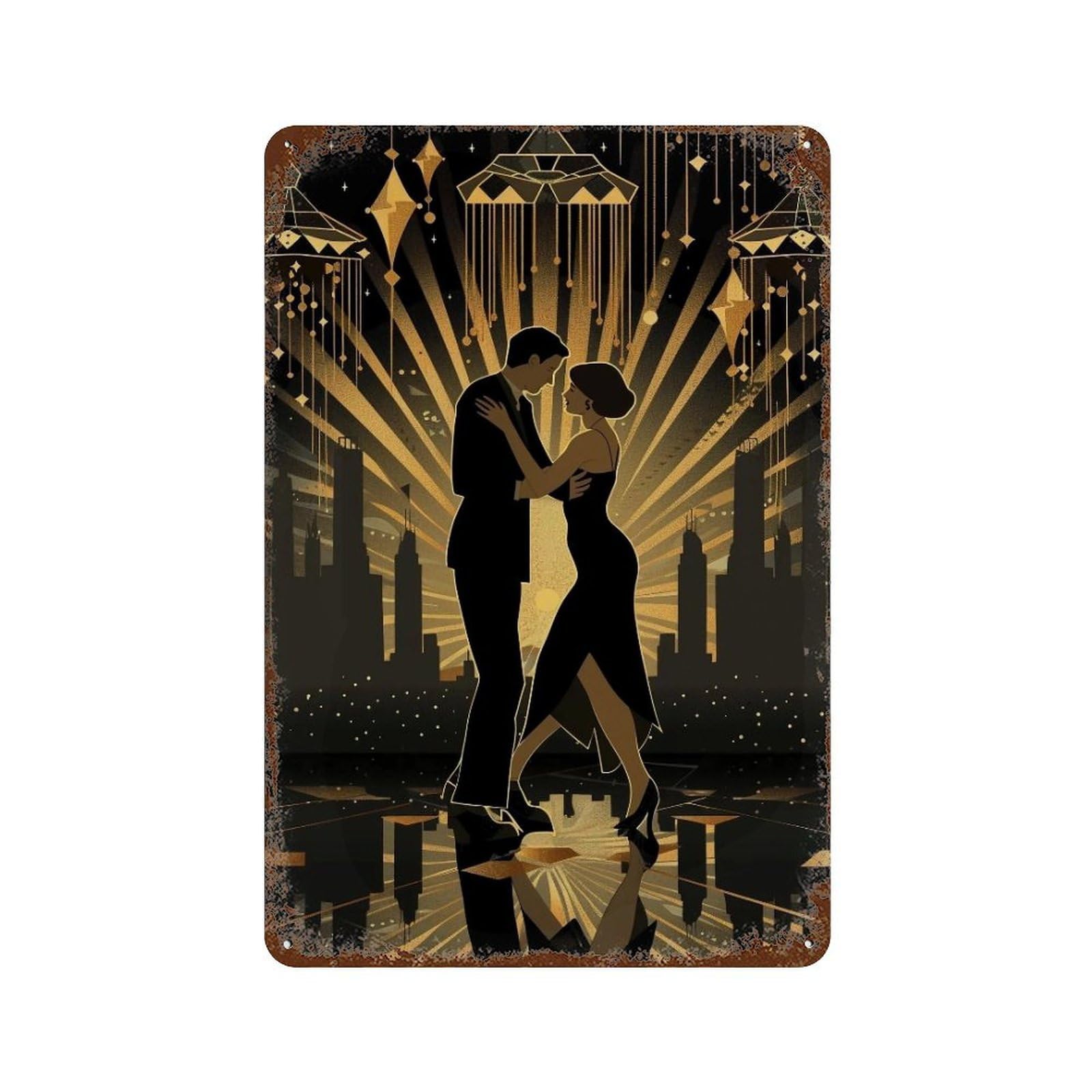 YHGERTKU 1920s Charleston Dancers 02 Wall Art Retro Iron Vintage Metal Tin Sign Poster Modern Decor for Living Rooms Gift 30x20cm
