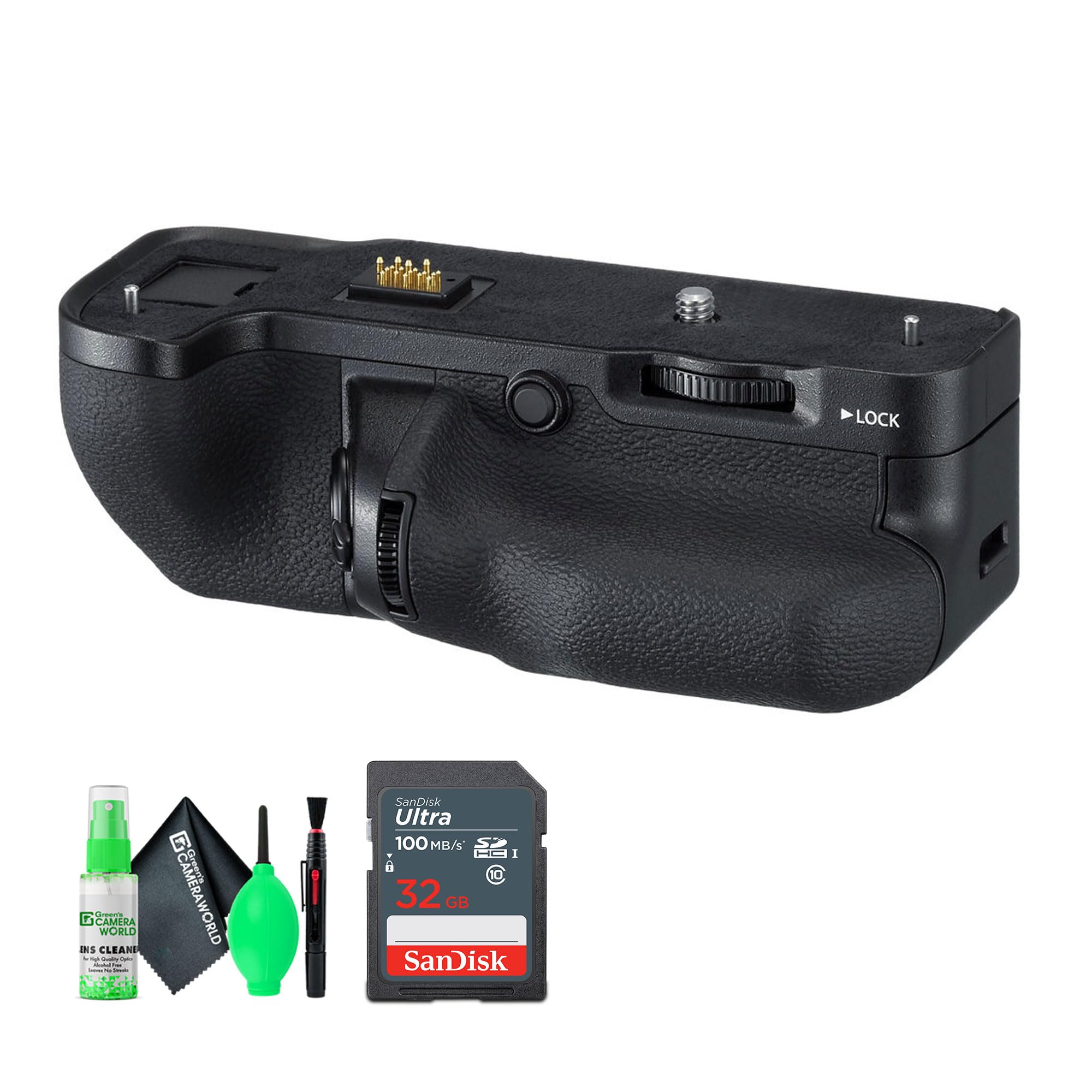FUJIFILM VG-GFX1 Vertical Battery Grip Bundle with Camera and Lens Cleaning kit + 32GB Memory Card