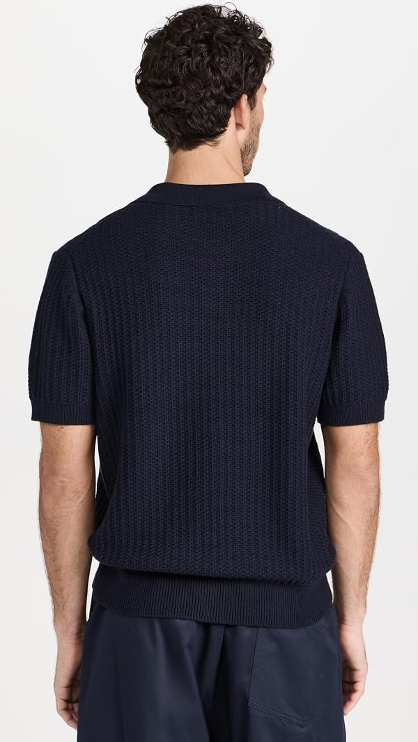 Vince Men's Crafted Rib S/S Johnny Collar, Coastal Blue, XX-Large by Vince - Image 3