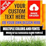 Two Pack Custom Yard Sign&comma; Personalized Add Your Logo or Artwork For Outdoor&comma; Double Sided 18x24 Inches&comma; Corrugated Plastic with Metal H Stake&comma; Made in USA