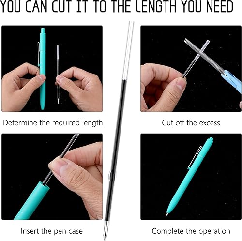 Miniatura 4 de Bewudy 100 repuestos retráctiles para bolígrafos, repuestos de bolígrafo de 0.028 in para bolígrafos, recambios de tinta azul con escritura suave,