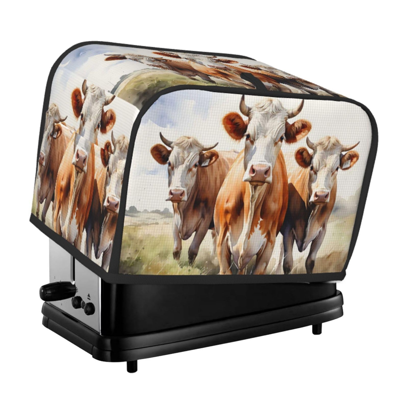 Cow Print Toaster Cover For 2-Slice Toasters - Oxford Fabric, Water-Resistant, With Storage Pocket, Machine Washable