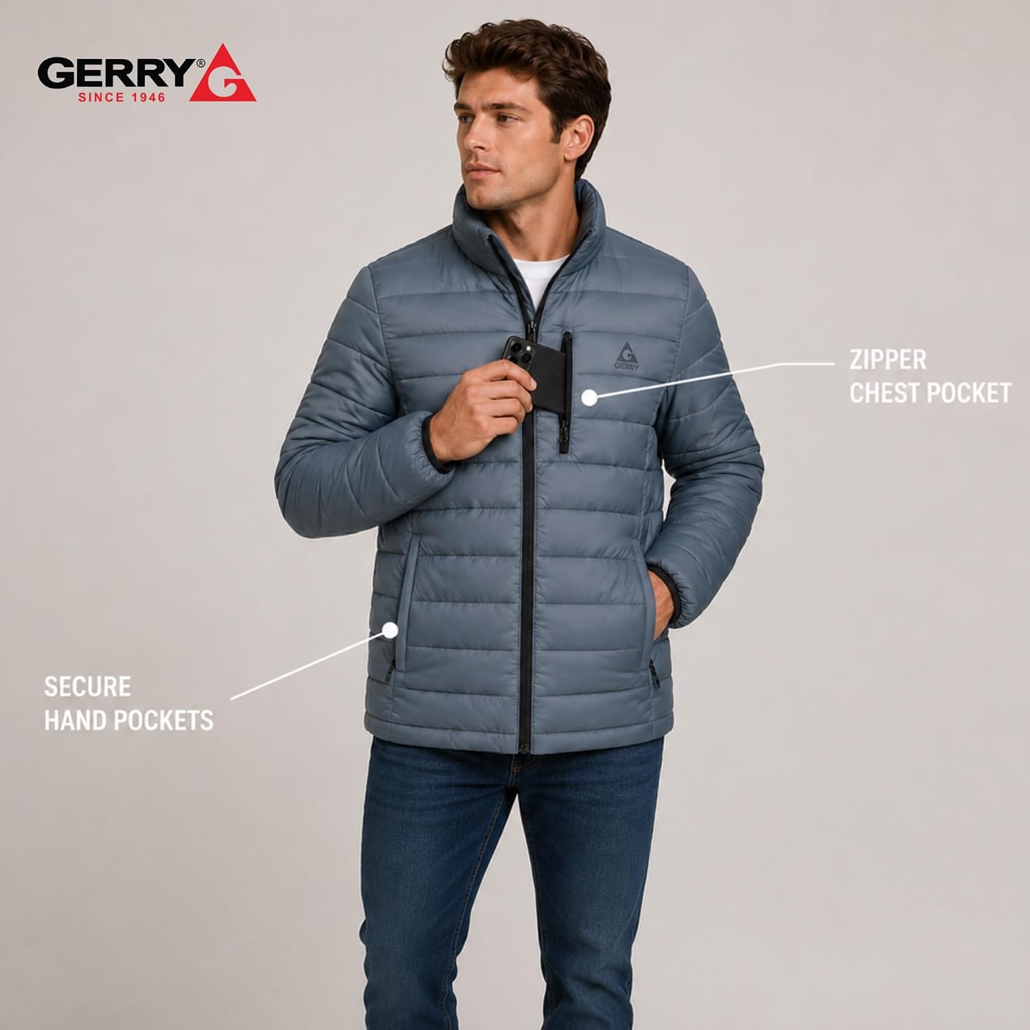 Gerry Packable Puffer Jacket Men, Warm Lightweight Winter Jackets for Men