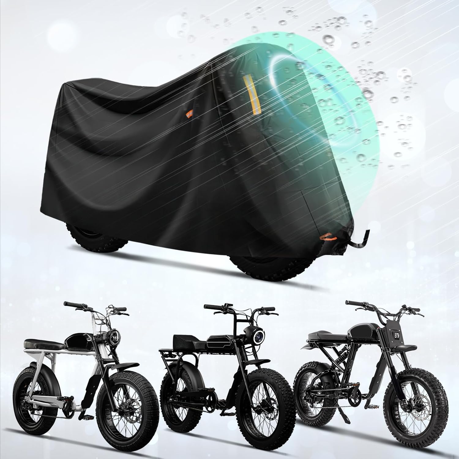 All Season Bike Cover for Super 73 ZX/S1/S2/RX, 300D Waterproof Rain Covers, Outdoor Sun Fender Dirt Protector Dust Protection with Storage Bag Safety Lock Holes, Accessories for Super 73