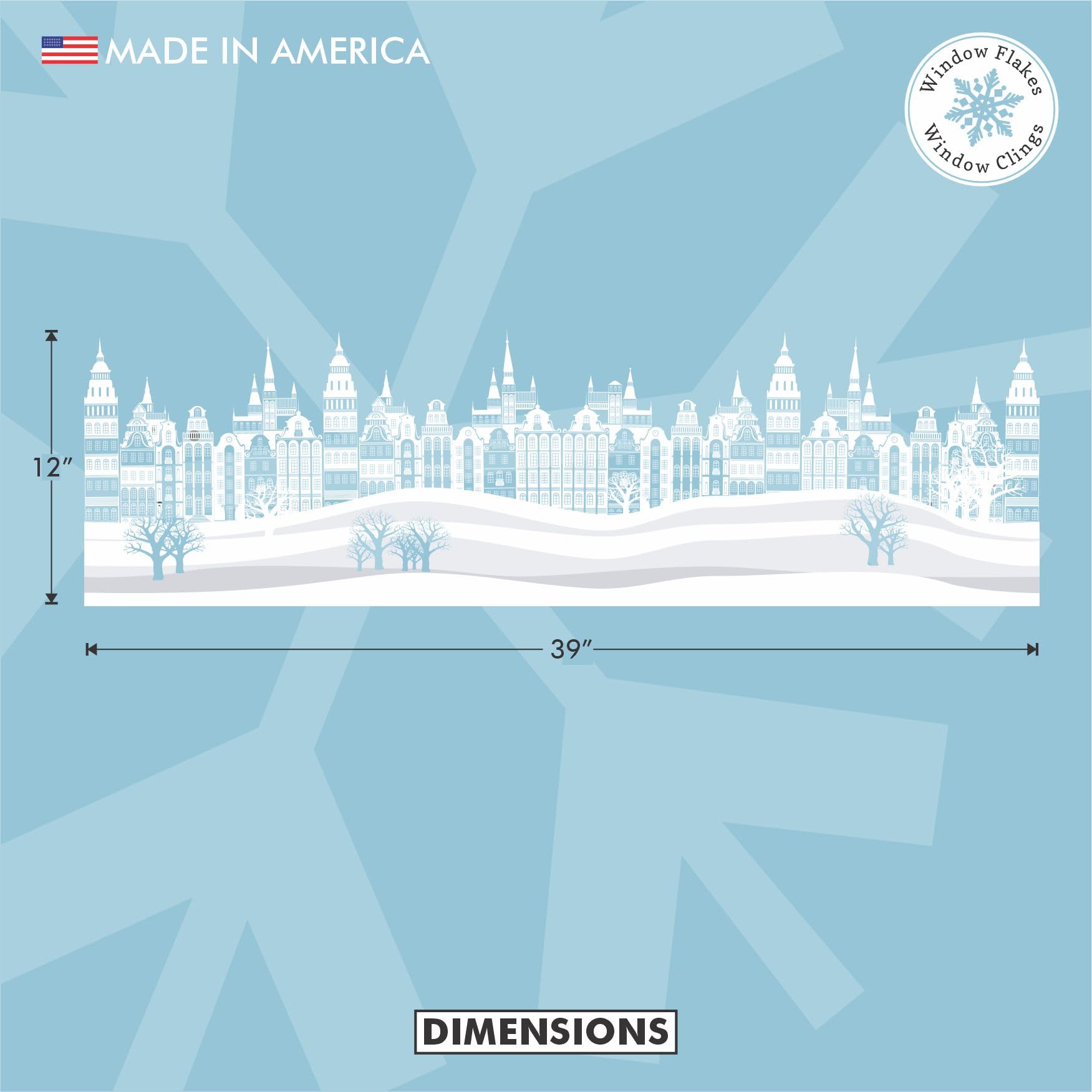 Décoration de fenêtre de Noël – Paysage urbain – Décorations de fenêtre de Noël – Autocollants réutilisables non adhésifs pour fenêtre et porte
