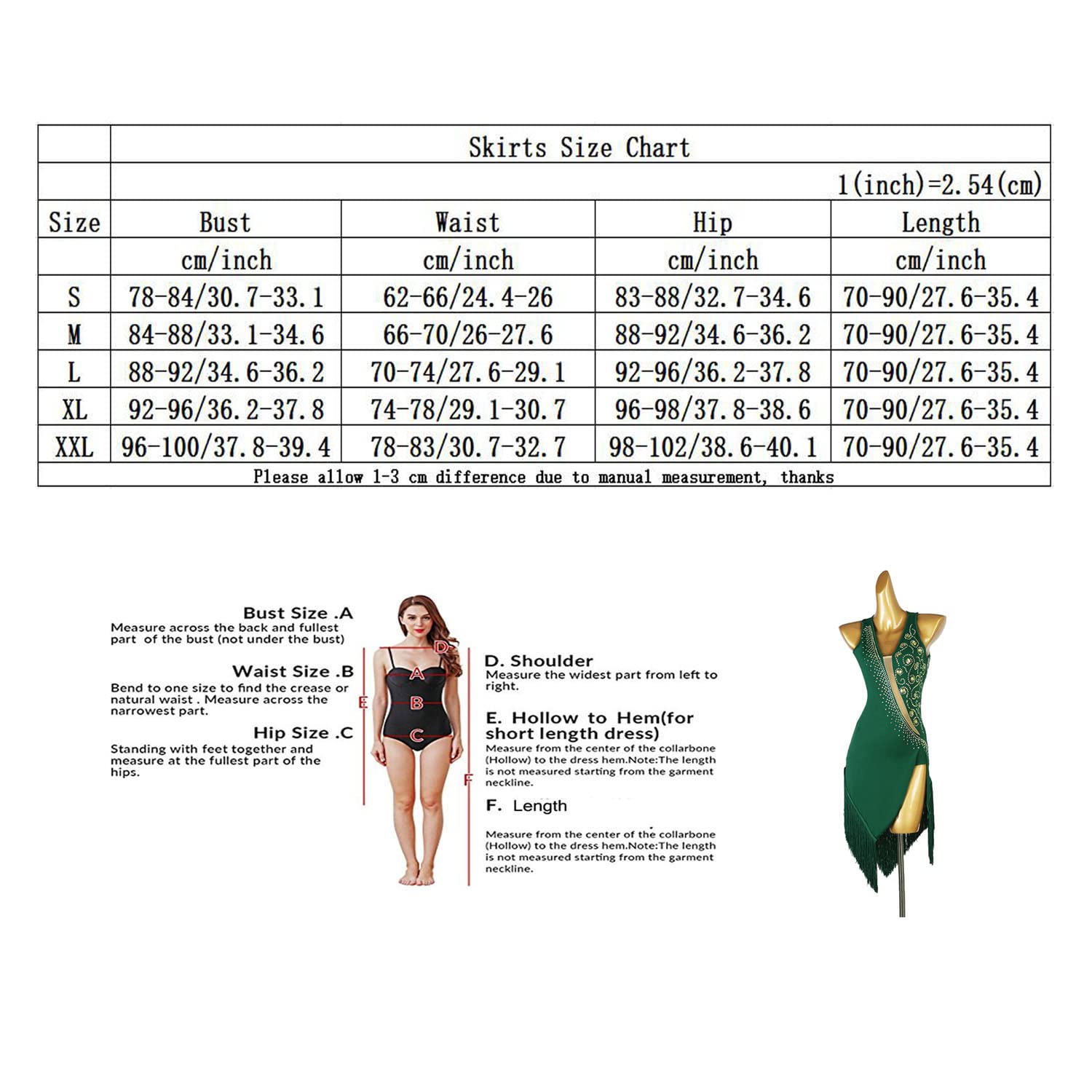 Gonne da Ballo Latino con Nappe Abbigliamento da Ballo da Sala con Spacchi da Donna Gonna da Competizione per Tango Cha Cha Abiti da Salsa Professionali