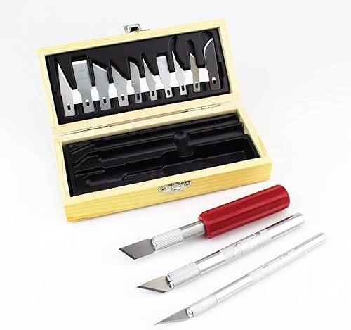 Miniatura 5 de Excel Blades Juego de cuchillos de precisión para pasatiempos, juego de cuchillos de precisión de 13 piezas con estuche, incluye asas ligeras a