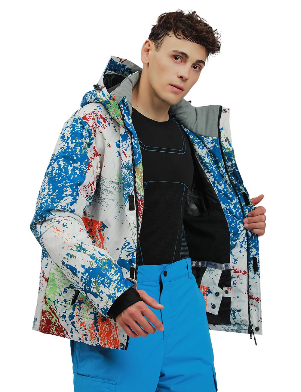 HOTIAN Giacca da sci da Uomo e pantaloni Set, Uomo invernale Calda,Pantaloni Da Sciimpermeabili E Cappotto,per Il Lavoro All'aperto Sci Pesca Equitazione Moto