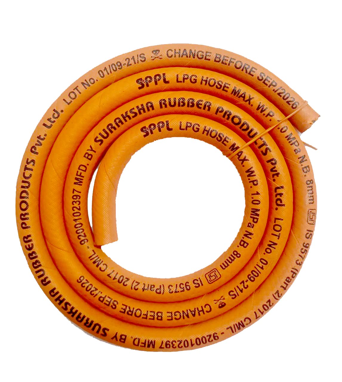 SRPPL Rubber Original LPG Hose mfd.Suraksha Gas Pipe 1.5 Meter (Pouch Pack) | ISI Certified | 100% Flame Resistant | Made with Reinforced Steel |