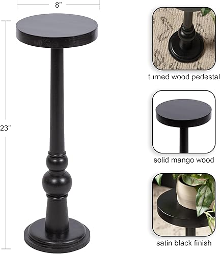 Miniatura 3 de Kate and Laurel Wegner Mesa redonda de madera tradicional para bebidas, 8 x 23 pulgadas, color negro, mesa de pedestal elegante y duradera para uso