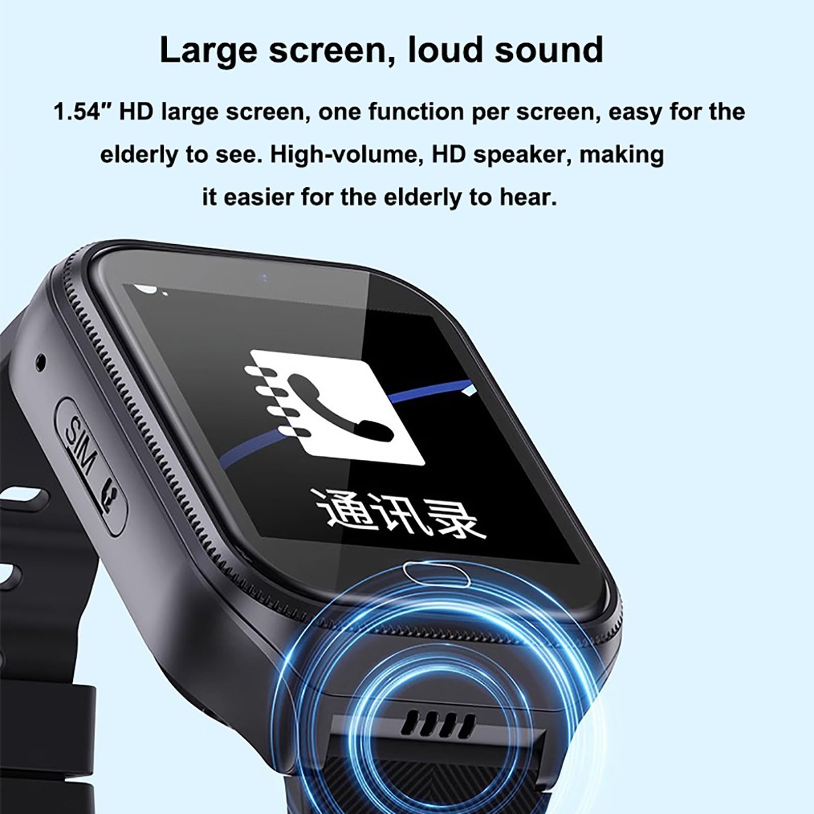 Orologio per anziani con rilevamento di cadute, 4 G Smart Watch con rilevamento di cadute, localizzatore GPS, chiamata di emergenza SOS, chiamate bidirezionali HD, impermeabile IP67