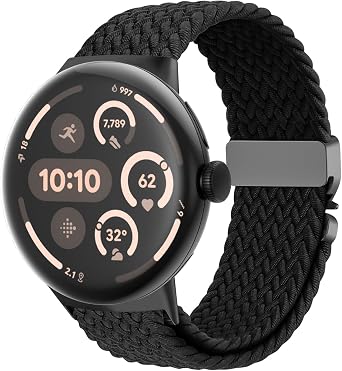 Google Pixel Watch Band/Pixel Watch 1/2/3/441mm 3/445mm Braided Elastic Strap for Men Women Parachute Buckle Breathable Stretch Nylon Sport Band Replacement Accessory