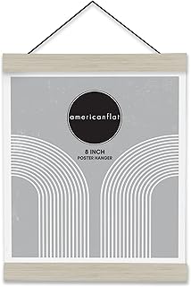 Americanflat 8 Inch Light Wood Magnetic Poster Clip Frame - Wood Hanger Frame for Posters, Prints, Photos, Pictures, Maps, Scrolls, Art Prints and Canvas Artwork