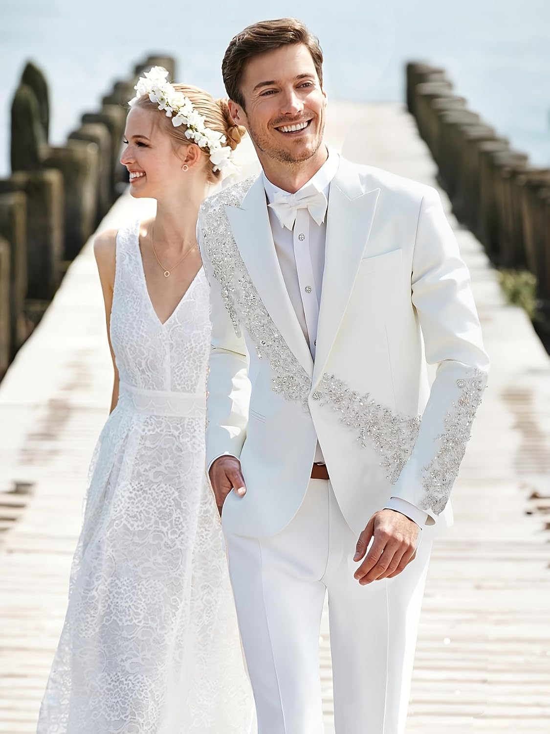Men's Tuxedo Jacket with Rhinestones Luxury Shiny Slim One Button Dress Blazer for Wedding,Prom,Party,Dinner