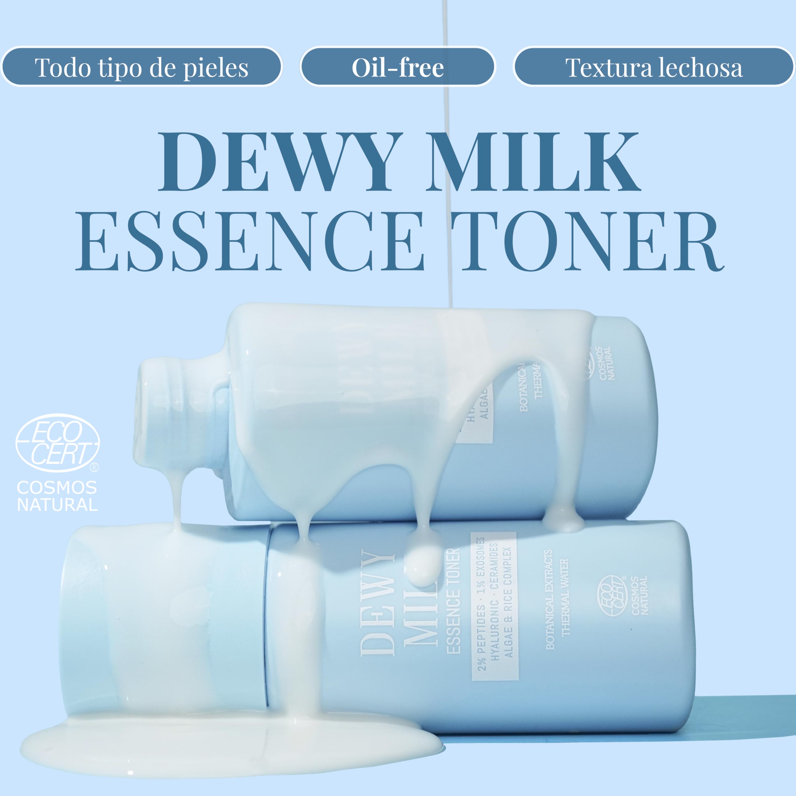 ALMA SECRET | Dewy Milk Essence Toner - Tónico esencia hidratante oil free de textura lechosa con Exosomas, Péptidos, Arroz y Ceramidas - Piel jugosa, calmada y con efecto glass skin - 125 ml