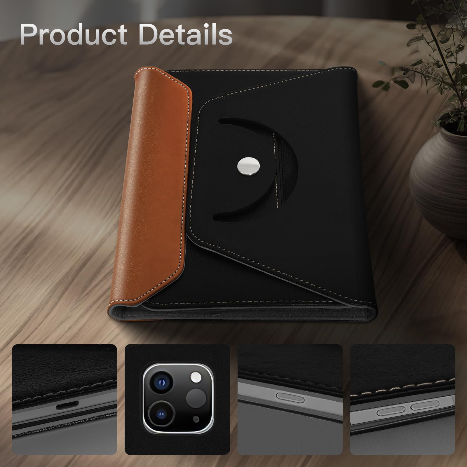 Custodia Per IPad Air 2 (2014) Con Supporto Rotante E Chiusura Magnetica – Nera, Usahitech - Foto 2