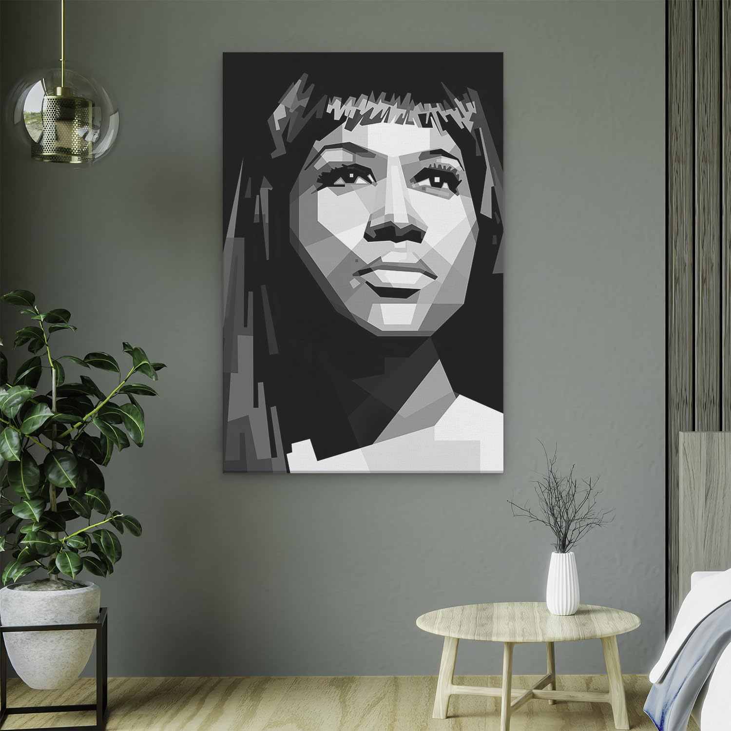 Artaza Cuadros Decoración Salón Modernos Retrato Mujer Geométrico - 60x90 cm - Cuadros Decorativos Blanco Y Negro - Decoración Pared - Lienzos Arte Moderno