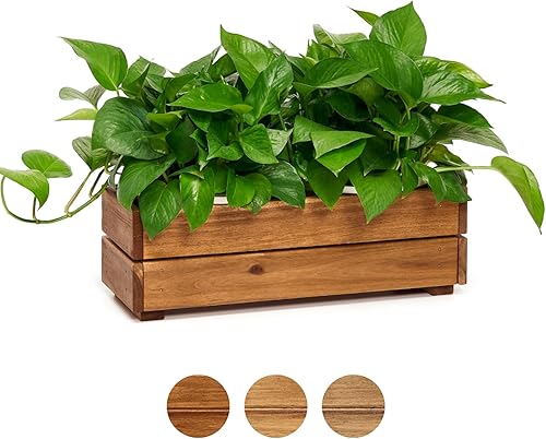 Miniatura 7 de Maceta de madera, caja de almacenamiento de 17 pulgadas de largo x 6 pulgadas de ancho x 5.5 pulgadas de alto con estilo de caja, contenedor de Teca