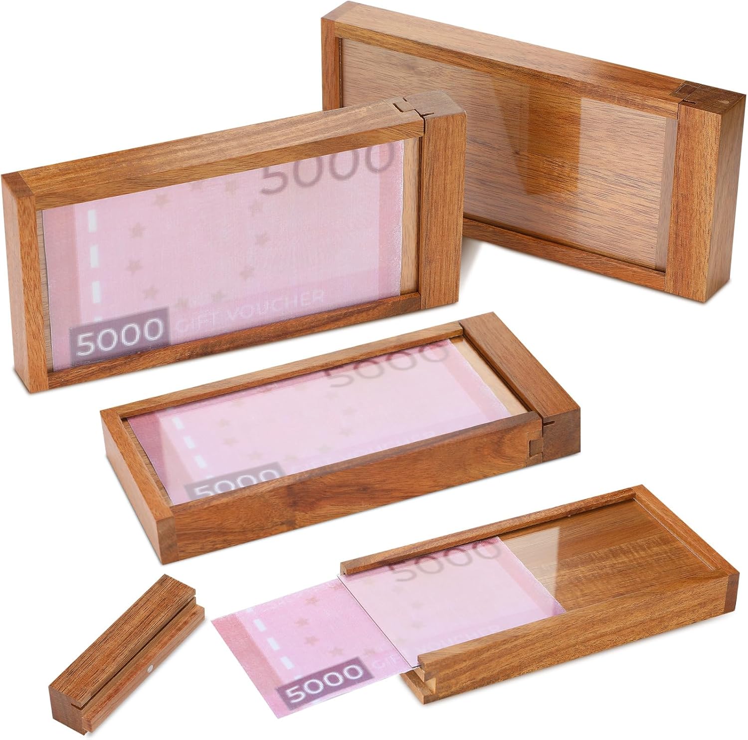Yilloog 4 Pack Money Puzzle Box for Cash Gift ATM Wooden