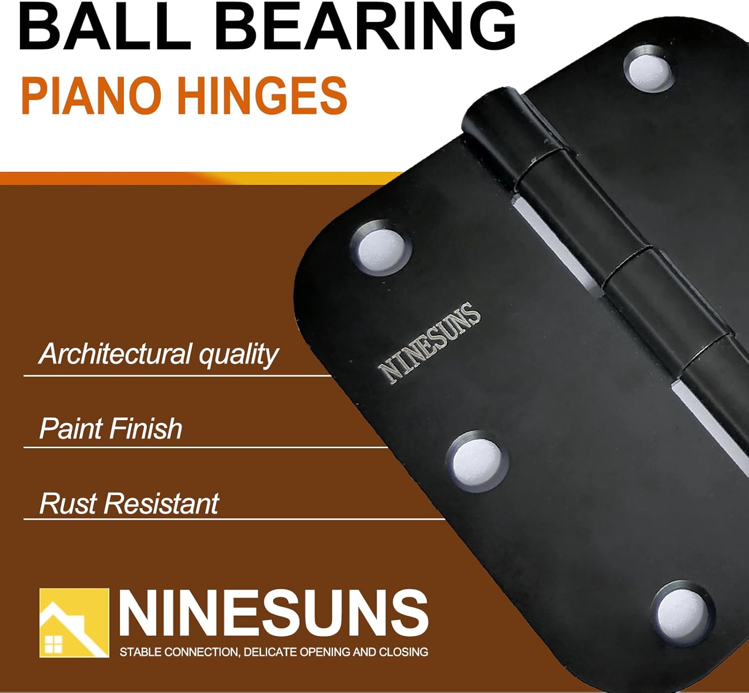 18 Pack Door Hinges 3 1/2 Inch - Matte Black Silent Hinges for Doors - 5/8" Radius Round Corners for All Interior Doors - Removable Pin Design for Easy Installation and Maintenance