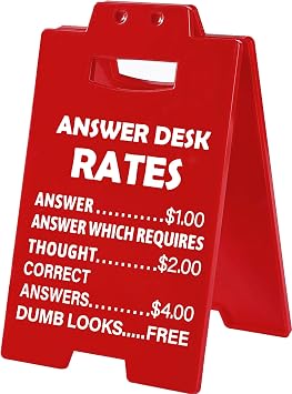 Funny Office Gag Gifts for Coworker Answer Desk Rates Desk Sign for Women Men Coworker Boss