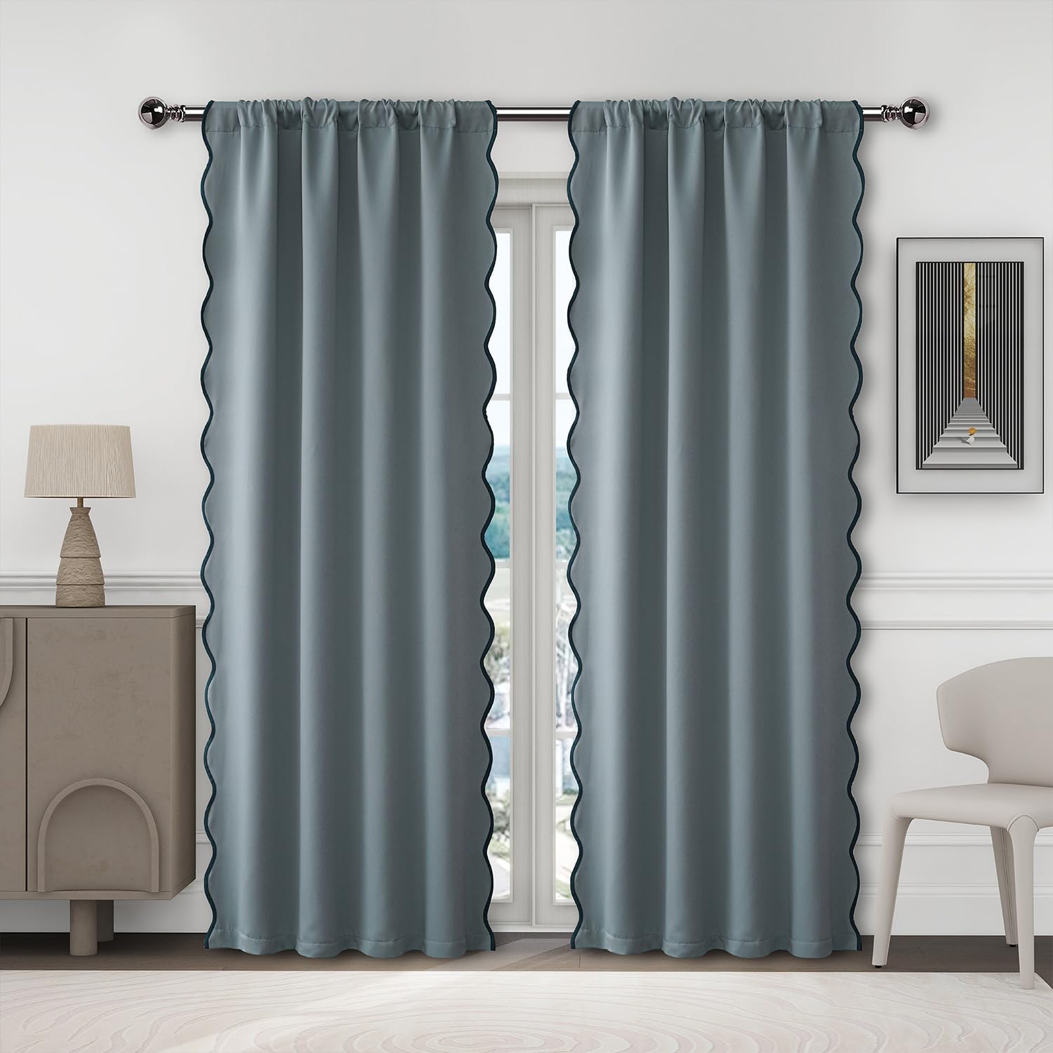 Amazon.com: Homechoice Decor Coastal Scallop Edge Window Curtains