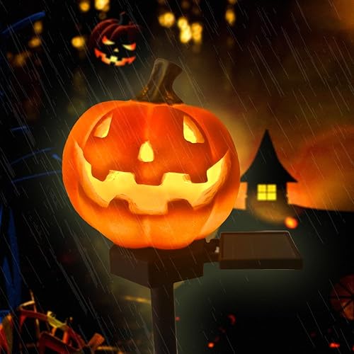QH & Garden Luz solar de calabaza  Luz LED impermeable de calabaza para jardín, balcón, patio, césped, camino, pasarela  Decoración de jardín con