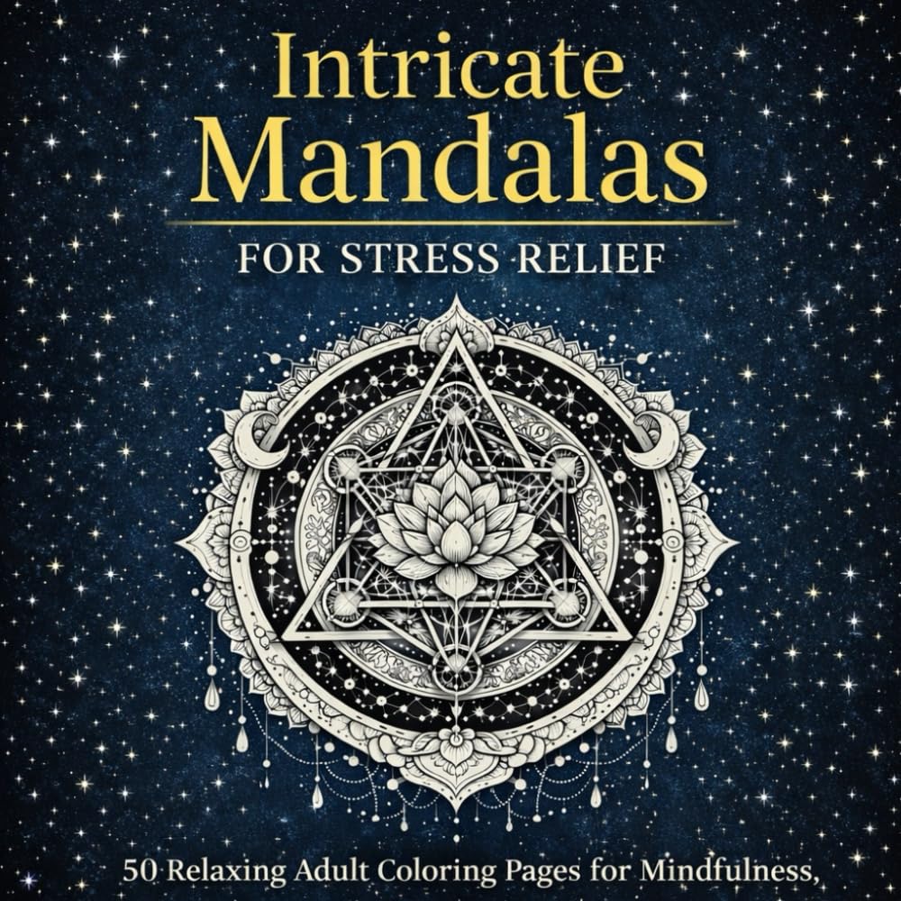 Intricate Mandalas for Stress Relief: 50 Relaxing Adult Coloring Pages for Mindfulness, Calm & Creativity