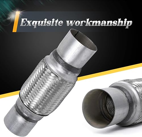 Miniatura 3 de Tubo flexible de escape, 2.5 x 6 x 10 pulgadas de longitud total, tubo flexible de doble trenza de acero inoxidable resistente