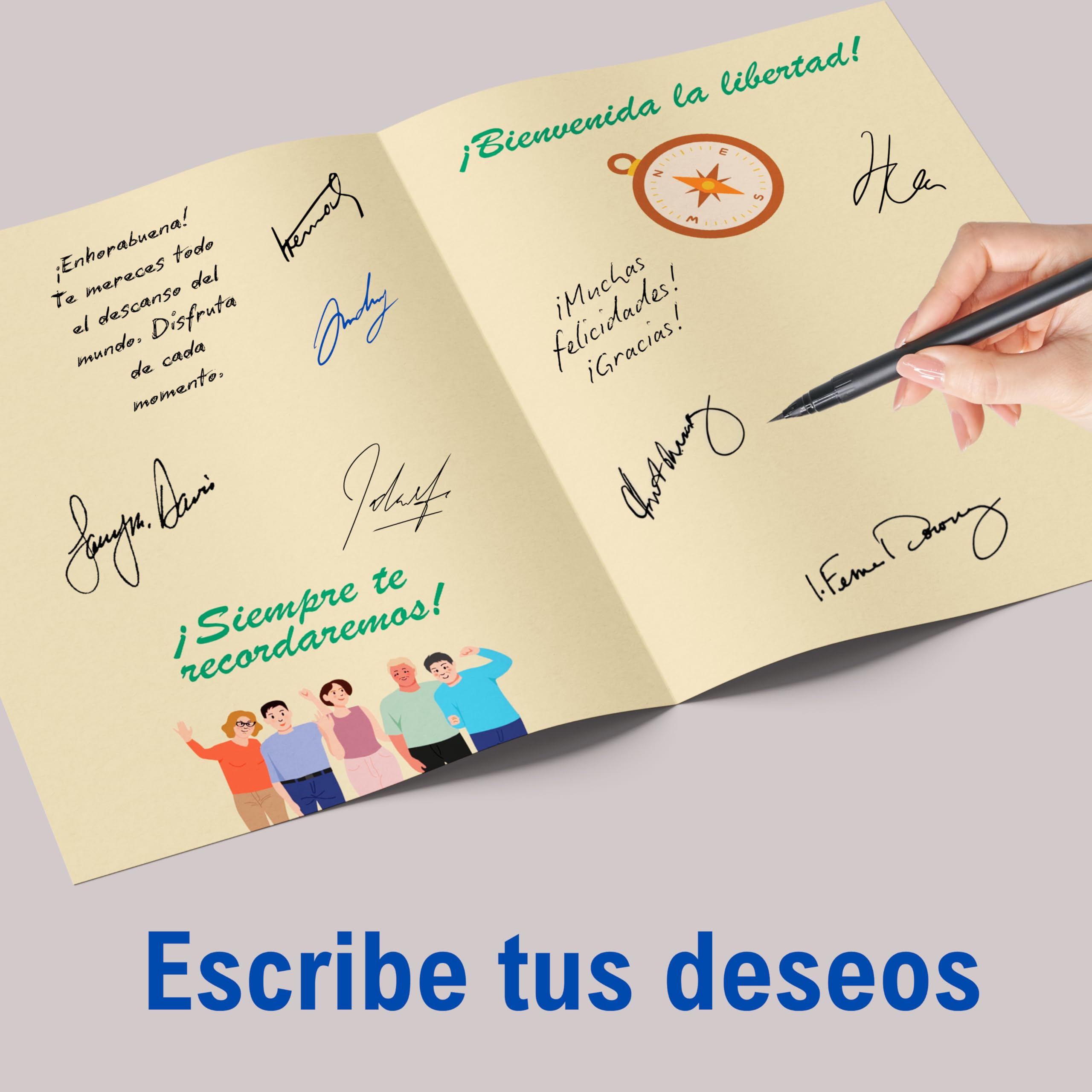 ART Tarjeta felicitacion jubilacion Grande A4 - (42×30 cm abierta (A3) – Regalo profesora o compañera/compañero – Diseño Pastel Suave y Sobre Rojo Reutilizable (JUBILACION)