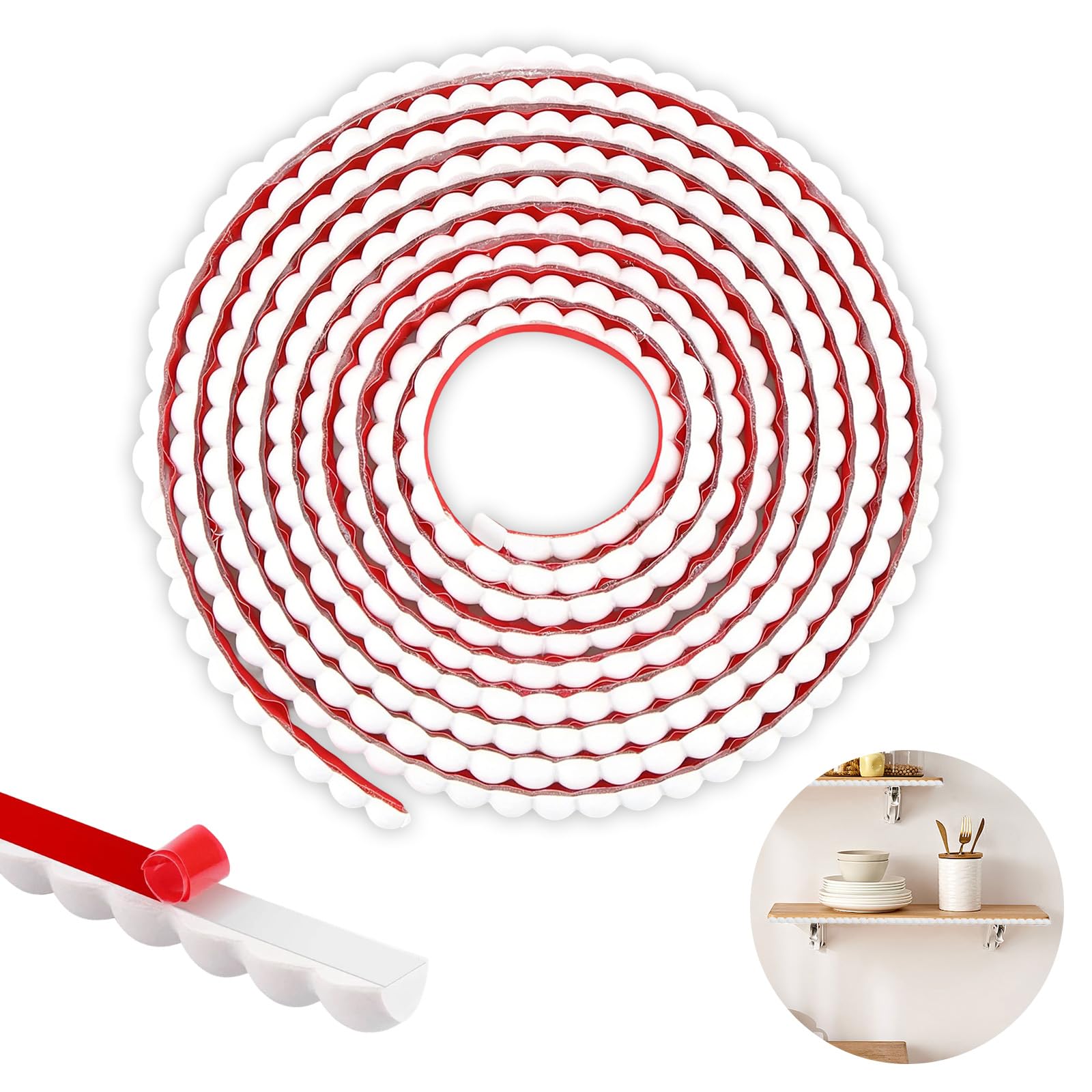 VOYANTE White Flexible Robbin Trim Moulding, Self Adhesive Beading Trim, PVC Decorative Half Bead Moulding with Adhesive Tape, for Wall, Ceiling, Cabinet, Worktop, Bath and Tile Edging (10mmร3m) โ image 1