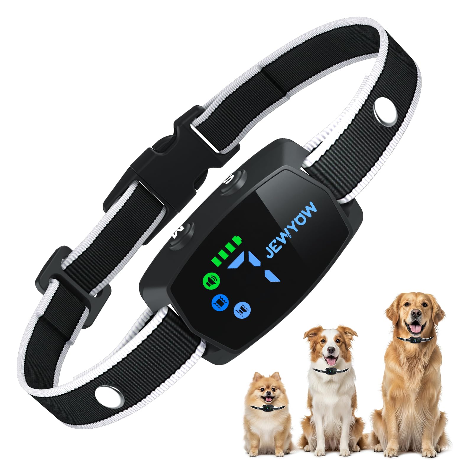 Collar Antiladridos Perros, Sonido y Vibración, 7 Niveles, IPX6 Impermeable | Ajuste 16-55cm, Entrenamiento Suave y Seguro, para Perros Pequeños/Medianos/Grandes, Interior y Exterior