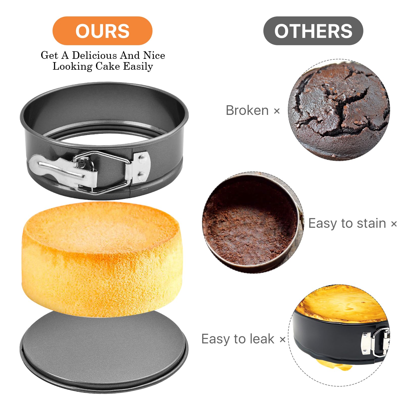 8 moldes de 4 pulgadas, mini moldes redondos para tartas de queso con parte inferior extraíble, moldes antiadherentes de acero para hornear, pizzas y quiches