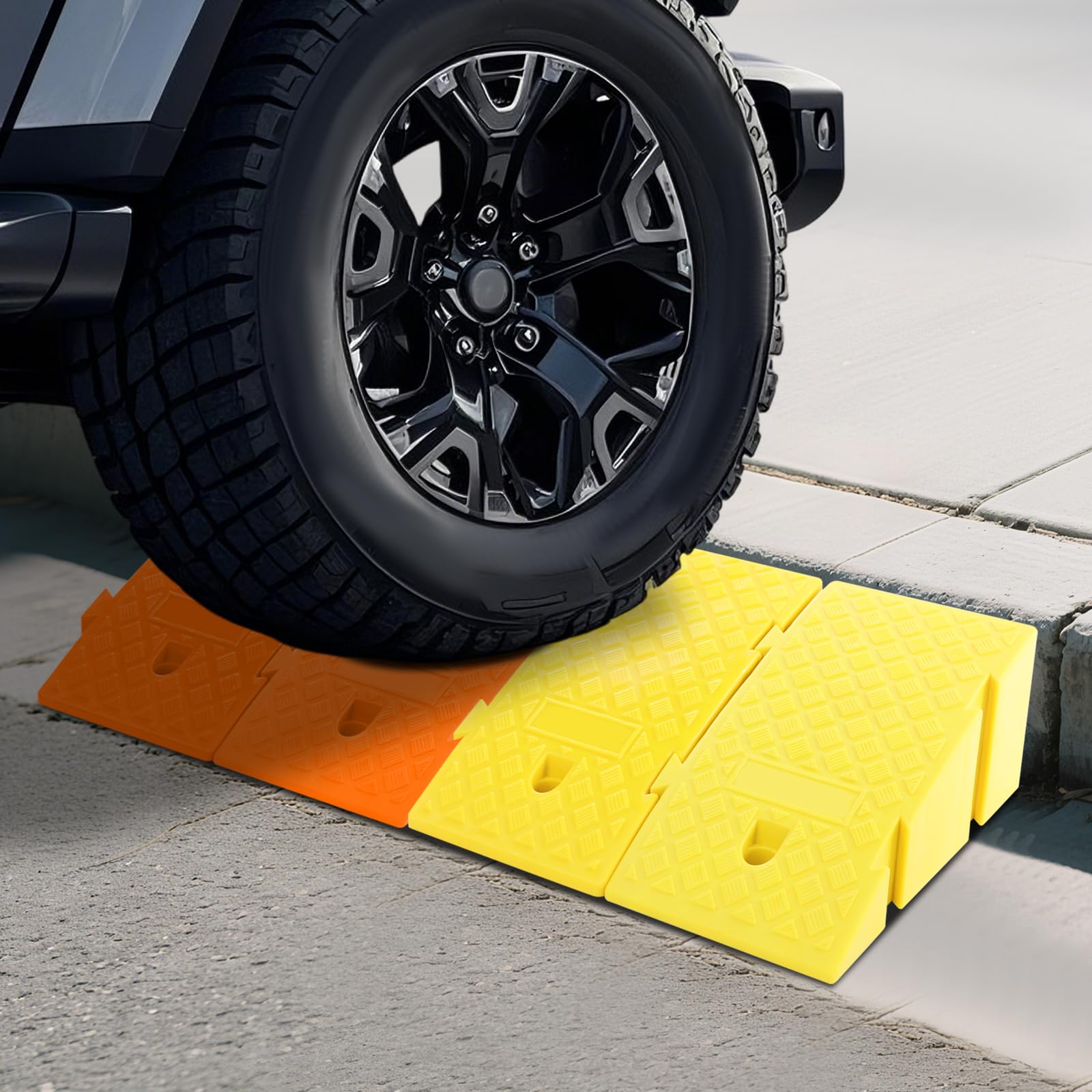 Rampa para bordillos para escalones altos de 19 cm, 2 unidades, portátil, de plástico antideslizante, rampa para ascender, movilidad, ligera rampa para acera, estación de carga, pasarela, coche