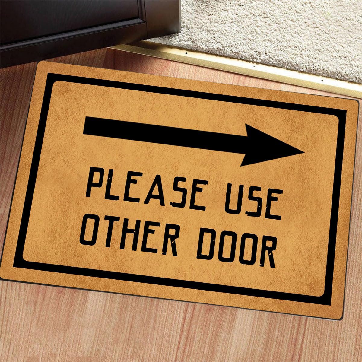 Funny Welcome Indoor Door Mats for Entrance Way Home Decor Area Rugs Please USE Other Door Personalized Kitchen Rugs with Anti-Slip Rubber Back Novelty Gift Mat(23.7 X 15.9 in)