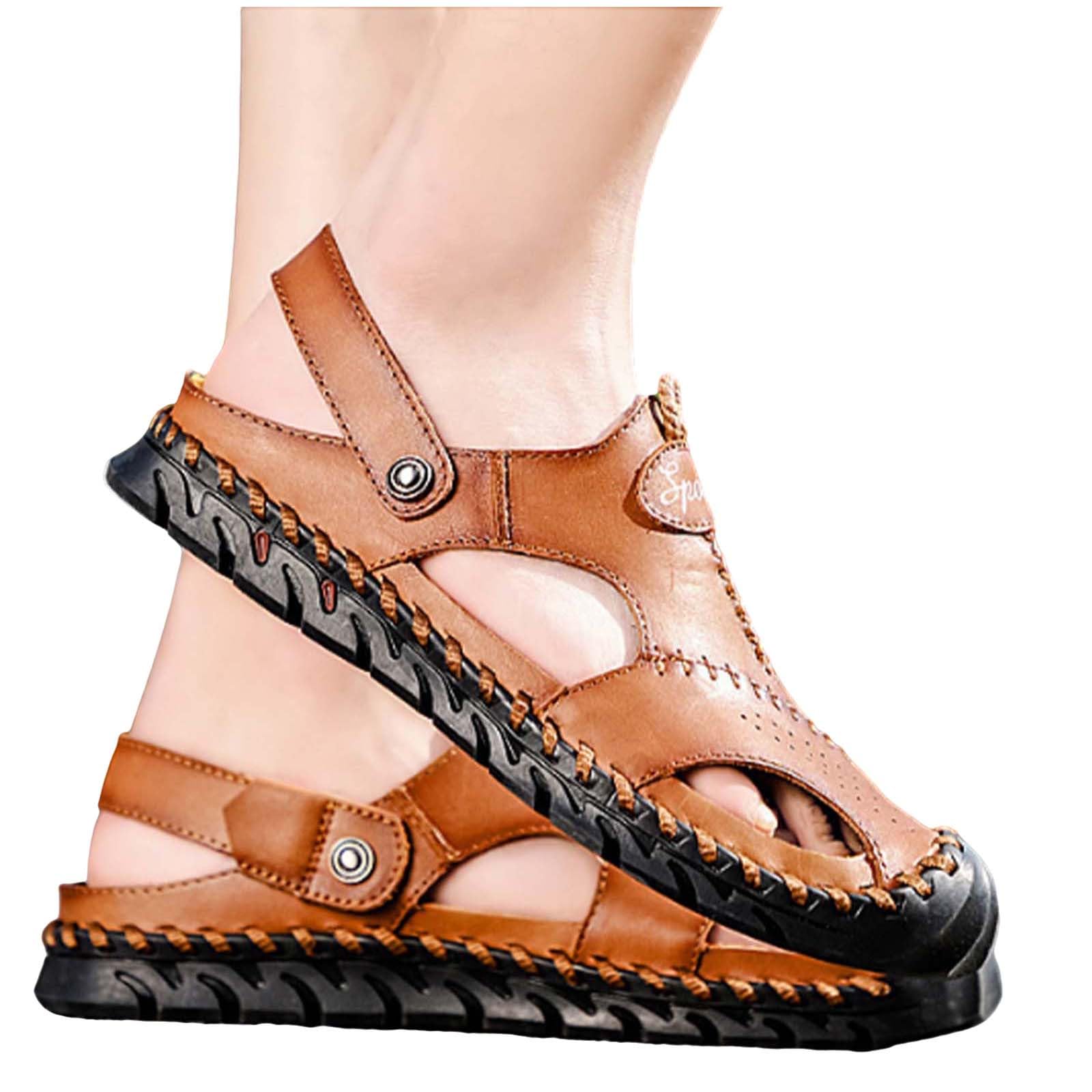 Sandalias de trekking para hombre, ligeras, para verano, exteriores, para la playa, antideslizantes, transpirables, cómodas, suaves, con correa de talón, 38-48