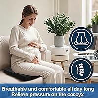 Vista 8 de Cojín de asiento de silla de ruedas de gel, cojines para dolor de cama para glúteos, almohada de espuma viscoelástica para hemorroides para sillas