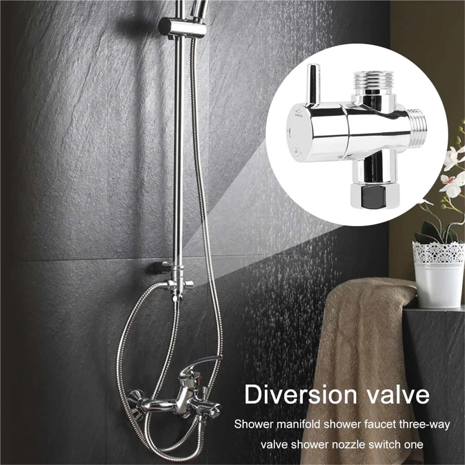 1-5 piezas de válvula desviadora, grifo antirayaduras, cabezal ducha desviador, brazo 3 vías, baño para Baño de Cocina(5PCS)
