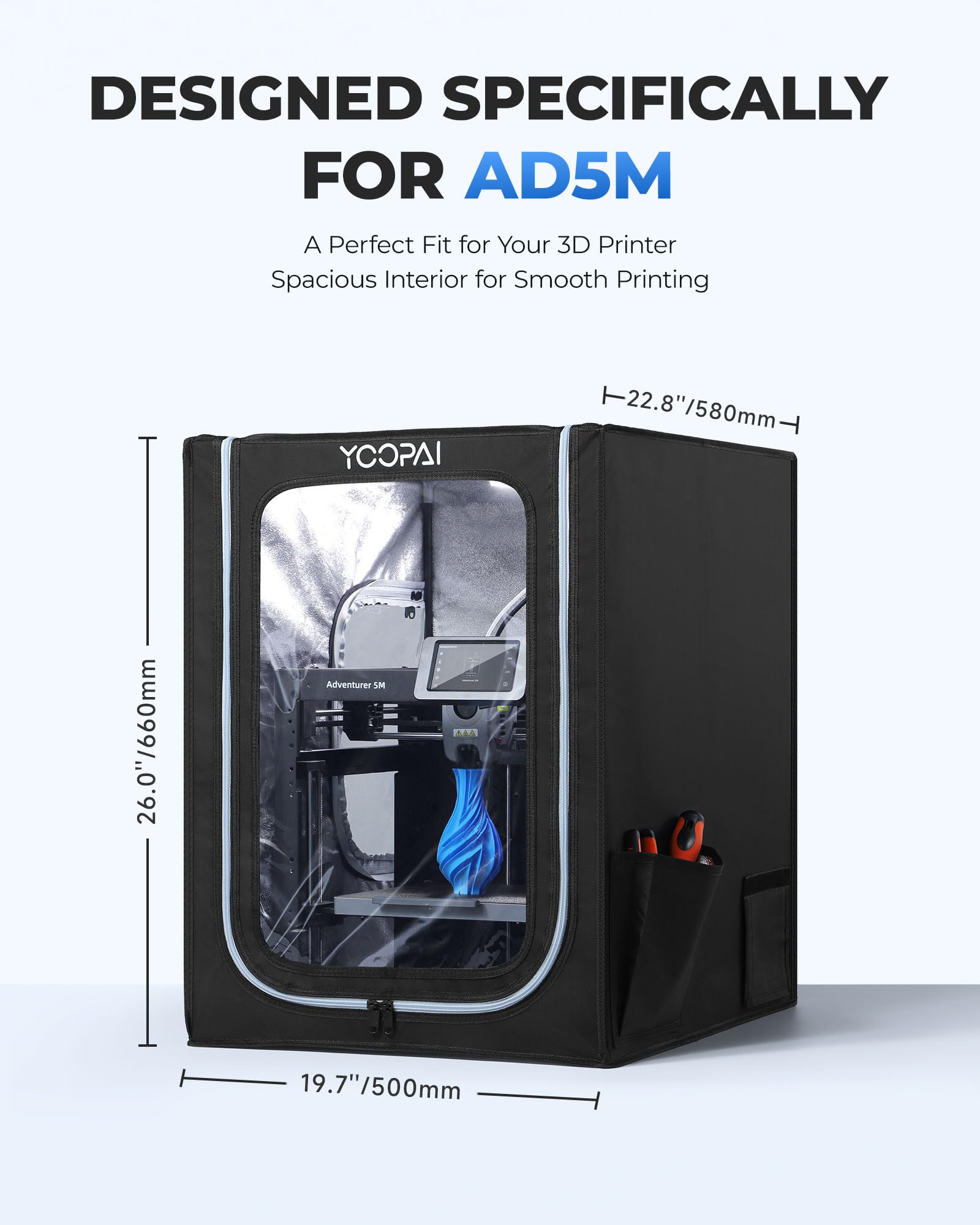 3D-Drucker Gehäuse für Flashforge AD5M, 3D Drucker Abdeckung mit LED-Licht