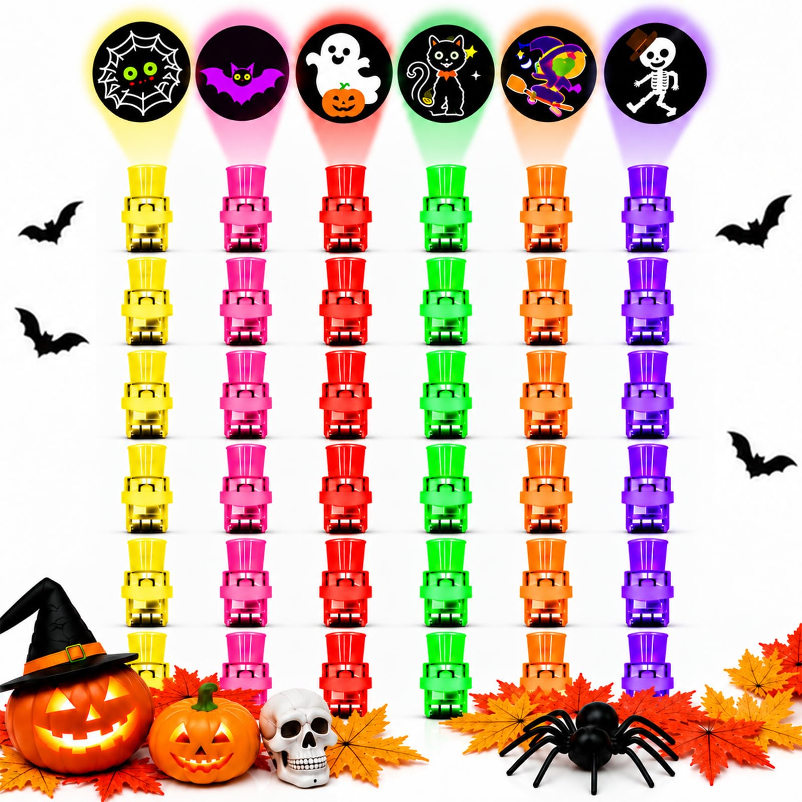 Halloween Finger Lights, 36 Pcs Mini LED Finger Projector Lights for Kids, Projection Finger Lights with Spooky Patterns, Halloween Party Bag Fillers & Trick or Treat Gifts (Model A,36pcs)