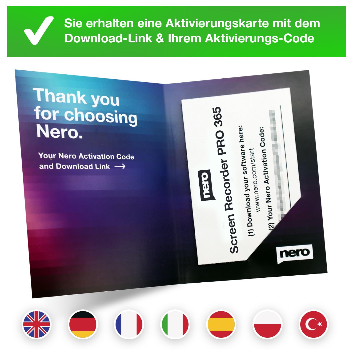 Nero Screen Recorder PRO 365 | 4K/60FPS Bildschirmaufnahme & Screen Capture | Gameplay, Webcam & Audio aufnehmen | AI-Untertitel, Auto-Zoom, App-Fenster | MP4 Export | Jahreslizenz | 1 PC | Win 11/10