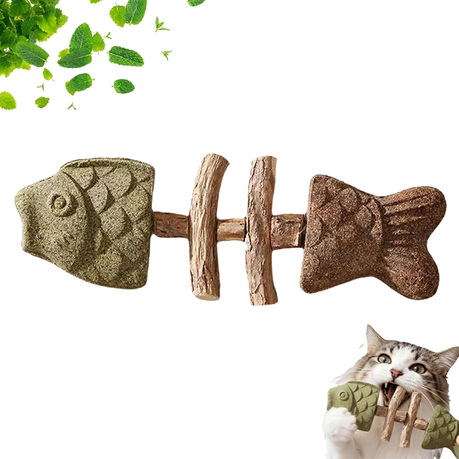 2026 New Creative Fish Bone Cat Dental Chew Toy -Natural Catnip & Silvervine Teeth Cleaning Stick,Fix Cat Dental Health,Durable Wooden Feline Tooth Care Tool,for Cats Teething and Stress (Mix)