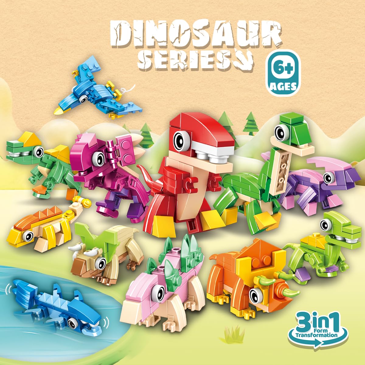 12 Packs Dinosaur Building Blocks Party Favors for Kids Mini Animals Building Blocks Toy - Image 4