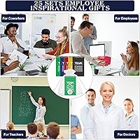 Vista 6 de Roowest 75 piezas de agradecimiento a los empleados, cuadernos motivacionales a granel, llaveros inspiradores con bolsas de organza, regalo