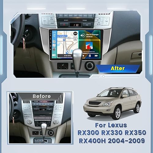 Miniatura 2 de Roinvou 2+64G Android 13 CarPlay estéreo para Lexus RX300 RX330 RX330 RX350 RX400H 2003-2009, radio CarPlay inalámbrica con Android Auto, pantalla