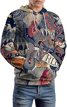 Amazon.co.jp: スウェット プルオーバー パーカ 浮世絵 和風 和柄